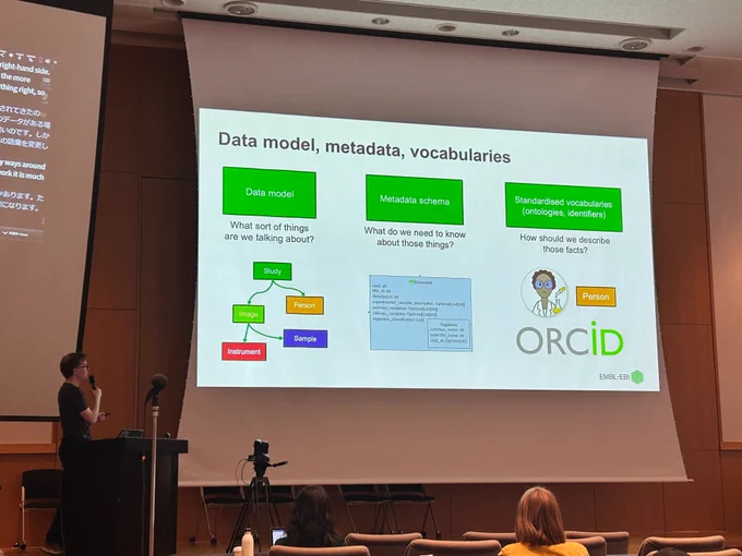 Photo of presentation on data model, metadata and vocabularies