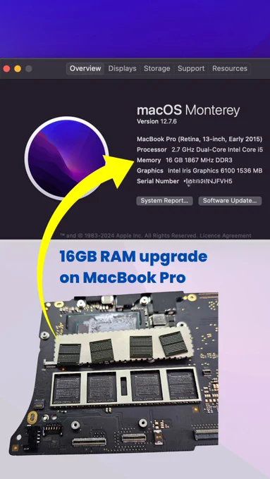 MacBook Pro 13 inch 2015 ram upgrade to 16GB RAM