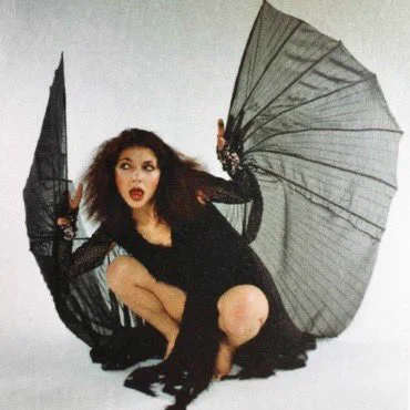 Kate Bush dressed as a bat