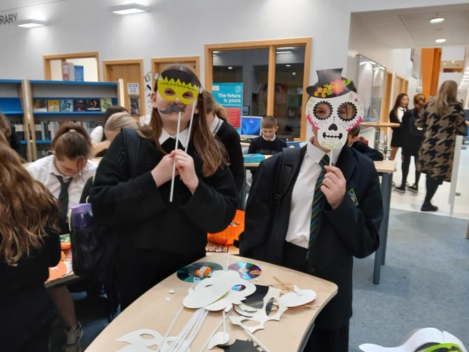 Photographs of pupils wearing face masks