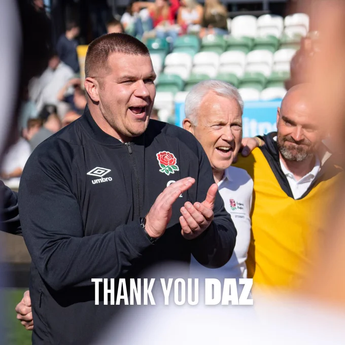 Darren Fearn and England Students Team Management and white text reading: Thank you Daz 