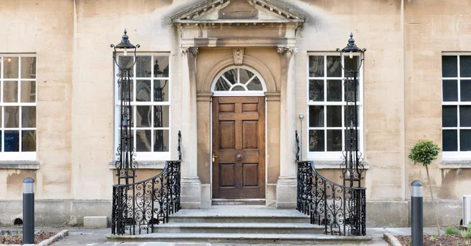Front door of Royal Fort House
