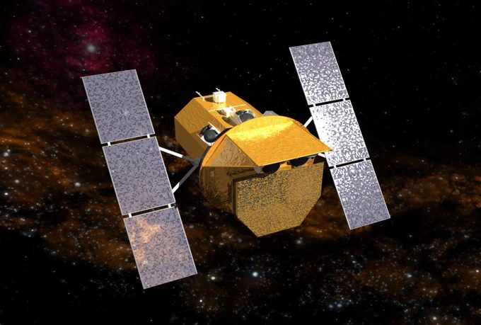 Image of a satellite in space that represents the Neil Gehrels Swift Observatory