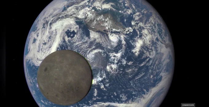 This image shows the far side of the moon, illuminated by the sun, as it crosses between the DSCOVR spacecraft and the Earth — 1 million miles away. © NASA/NOAA