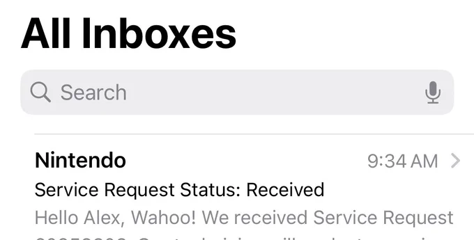 An email from Nintendo that starts with “Wahoo!” which is hard not to read in Mario’s voice