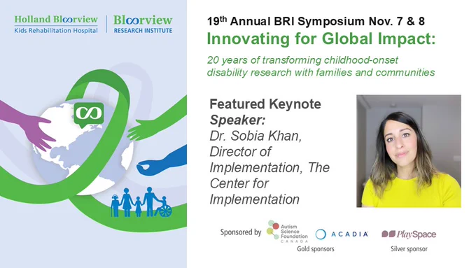 Composite graphic. The left side depicts an abstract design with a green swirling ribbon encircling a globe, and silhouettes of people below. On the right side, a photo of Dr. Sobia Khan appears beside text about the event, as in linked webpage