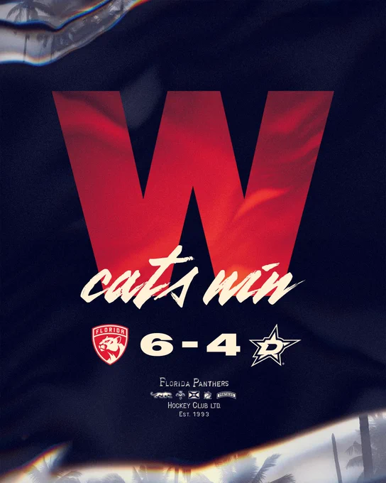 Blue background graphic with a large red "W" in the middle above the score 6 us, 4 Dallas.