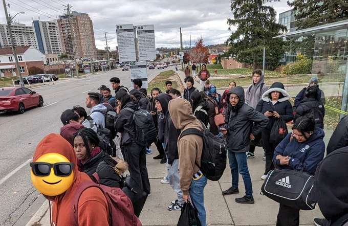 More students accumulating waiting for the GO bus