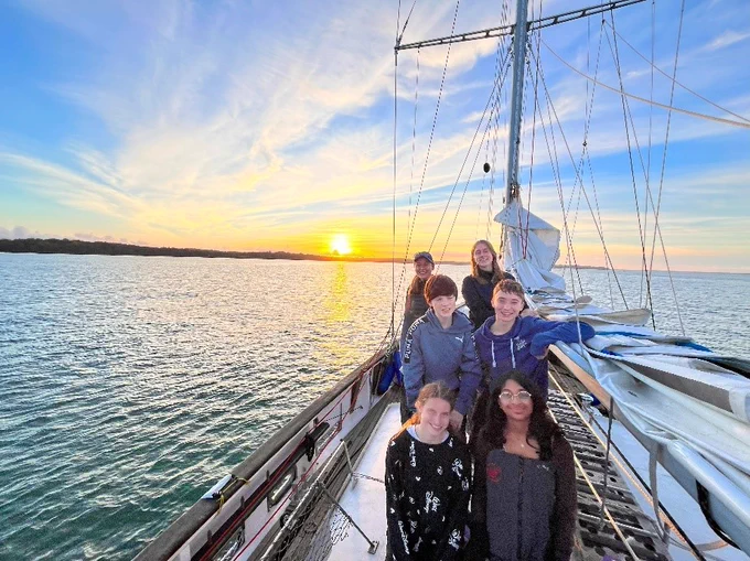 On deck at sunset