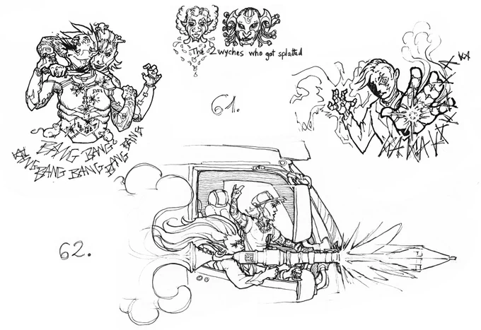 Dak fuckin up a soldier, Z fuckin up other soldiers, Samantha firing a motherfckin rocket launcher, ded witches.