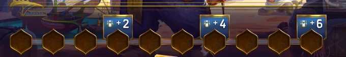 Screenshot of the rewards info for Ranked runs in The Bazaar. A banner with a chest icon and  4 is above the marker for the 7th win, and a similar one with  6 is above the marker for the 10th win.
