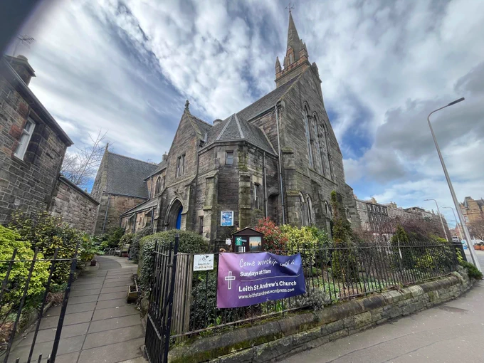 The exterior of a church. This is St Andrew's Leith