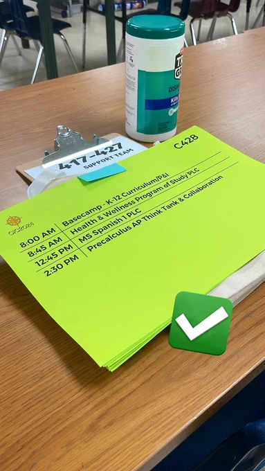 Clipboard, checklist, Clorox wipes