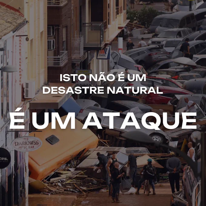 Isto não é um desastre natural, é um ataque (imagem de carros empilhados nas cheias em Valência)