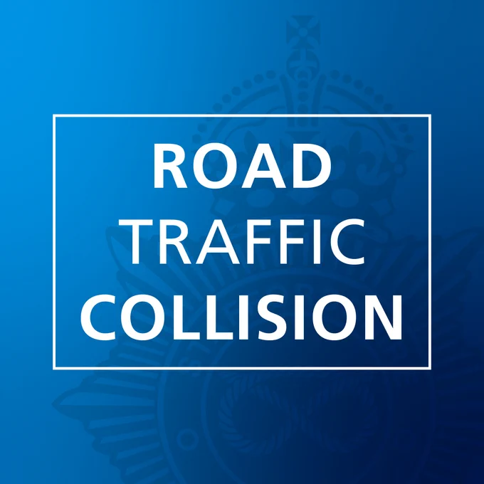 social graphic with the words 'road traffic collision'