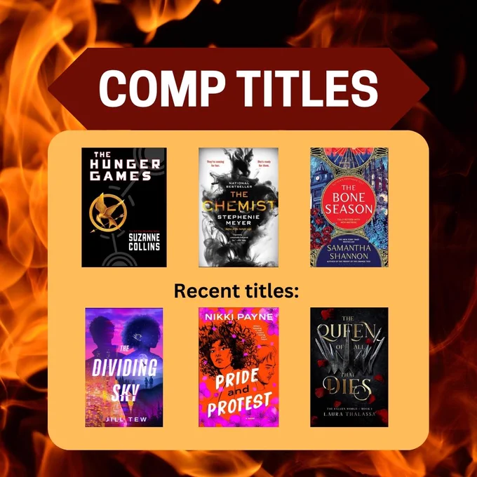 Collage of comp titles for a book