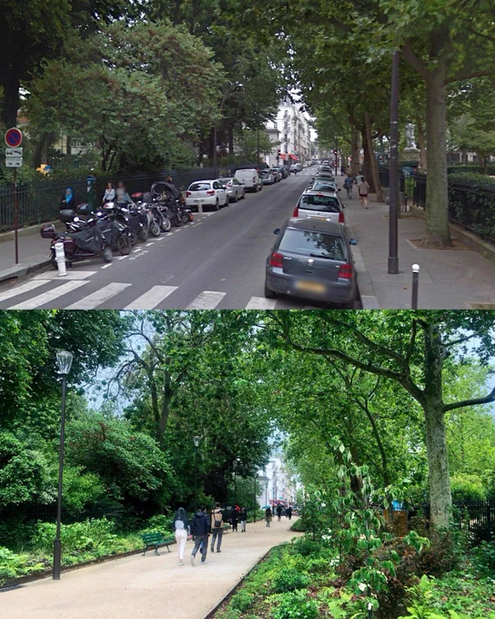 Before and after street in Paris