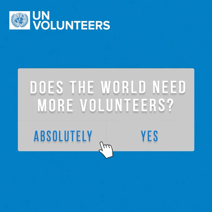 Graphic saying does the world need more volunteers? answers saying absolutely and yes