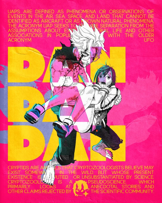 Dandadan Poster, Takakura Ken (Okarun) and Momo Ayase