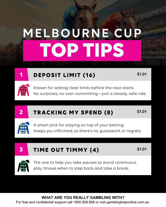 A collection of expert tips for preventing gambling harm during the Melbourne Cup.