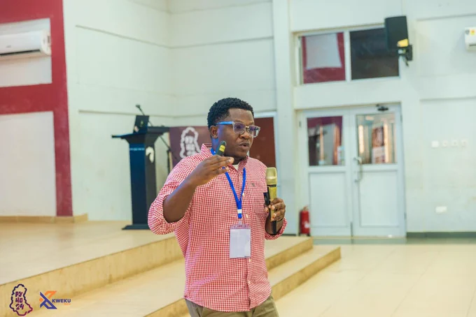 our MD, @komla_dzidefo, speaking at the Python Ho Conference , he encouraged techies to be active players of the tech landscape.

His presentation,"Relevant Ecosystems That Support Tech to Thrive – PyHo, A Case in Point,"