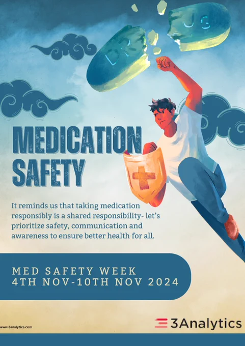 Medication safety is everyone’s responsibility! 🛡️💊 This week, take a moment to understand your prescriptions, ask questions, and ensure you're taking the right doses.

Knowledge is your best defense against medication errors. Together, we can create a safer health environment for all! 💪✨

 

#MedSafetyWeek #3Analytics