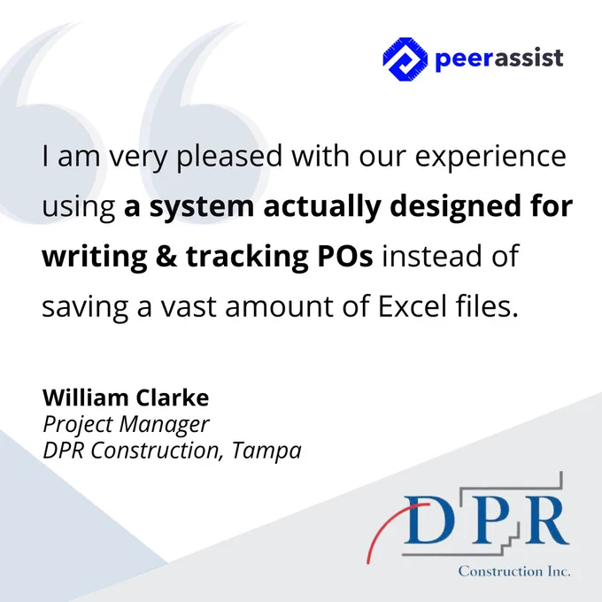 DPR testimonial for PeerAssist construction software