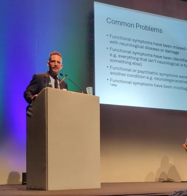 Dr Mike Dilley on stage.