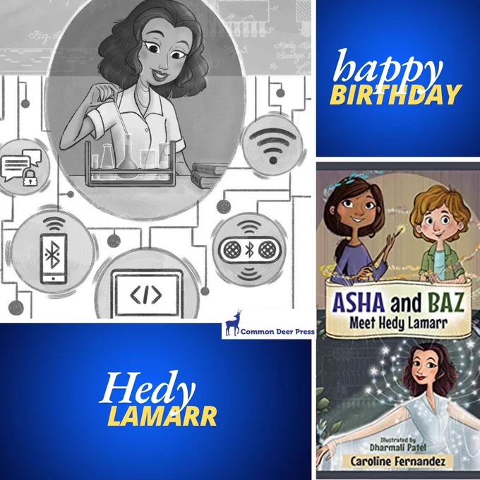 Hedy Lamarr was born Nov 9th!

In ASHA AND BAZ MEET HEDY LAMARR readers go back in time with Asha and Baz and learn-along with this famous actor and inventor. Discover STEM/STEAM in action with Hedy's inventions - and how it affects us today.

Available now where you buy books this #chapterbook can be read independently or as part of the ASHA AND BAZ series.

Written by Caroline Fernandez @parentclub  and illustrated by Dharmali Patel @dharmali_illustrations 

#HedyLamarr #womeninhistory #womeninSTEM #STEMBooksForkids @ampersandinc @dropcapagency @utp_distribution 
