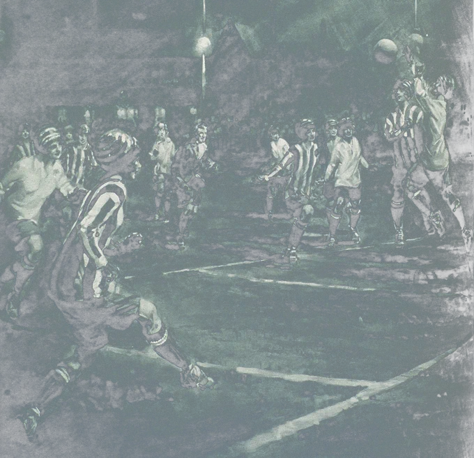 Illustration by C E Turner published in the Illustrated London News Feb 1924 of a match between Dick, Kerr Ladies and Hey’s of Bradford. Dick, Kerr Ladies team from Preston was one of the most successful of the era.