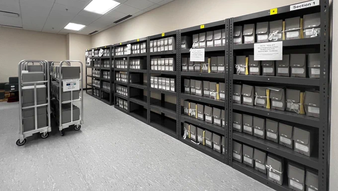 Records prepared for scanning in the Digitization Center, photograph provided by the Digitization Center