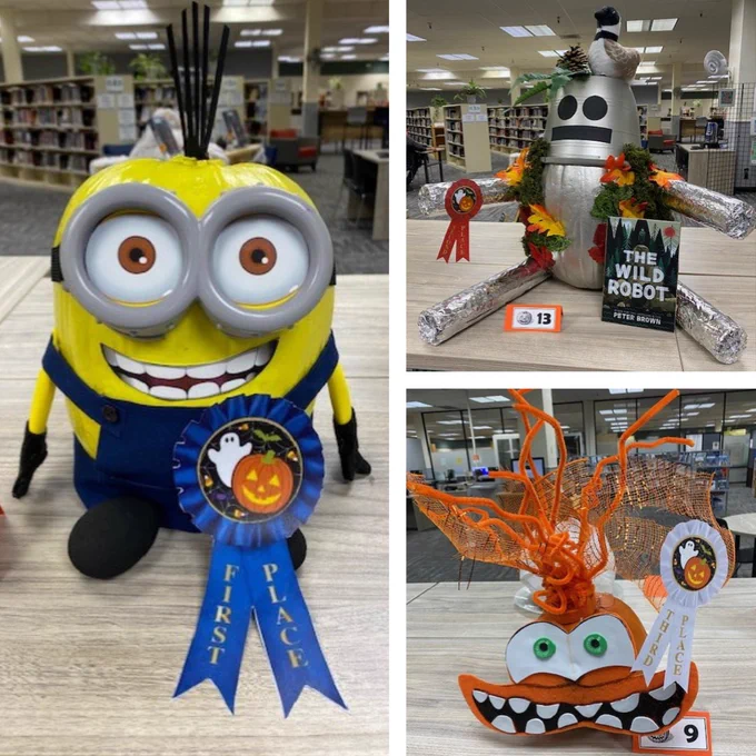 Sierra View winners include Melissa's Bob the minion pumpkin in first place; in second place, Samantha's silver pumpkin decorated to look like "The Wild Robot"; and in third place, Méla's orange pumpkin decorated to look like the anxiety character from "Inside Out 2." 