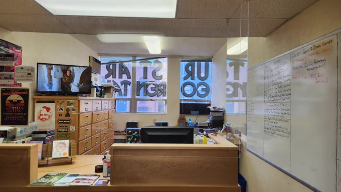 Four Star Video Rental front counter