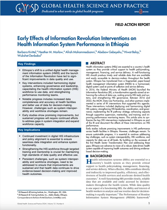 Information Revolution Interventions in Ethiopia's Health Information System