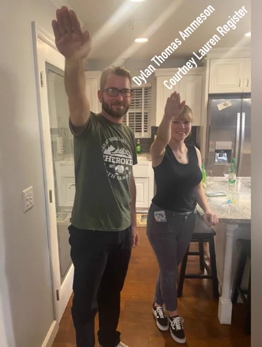 Dylan Thomas Ammeson and Courtney Lauren Register in a leaked photo from disgruntled NSM members.