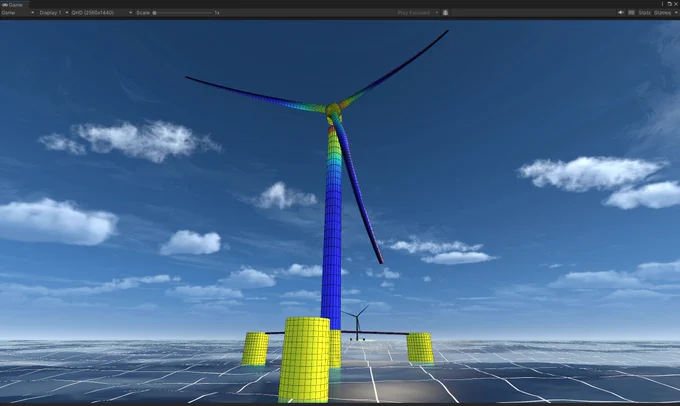 Credits: Kelson Marine
Caption: Floating Offshore Wind Turbine and Mooring Analysis (IEA 15MW Reference Turbine)