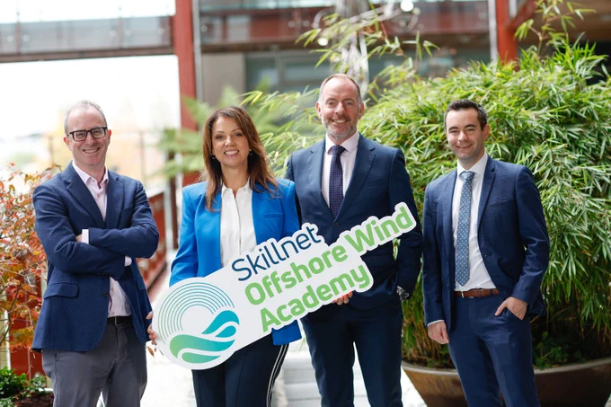 (L-R) Jim Breslin, Chairperson, Renewable Energy Ireland; Liz Thomas, Strategic Projects, Skillnet Ireland; Paul Healy, CEO, Skillnet Ireland; Noel Cunniffe, CEO Wind Energy Ireland.