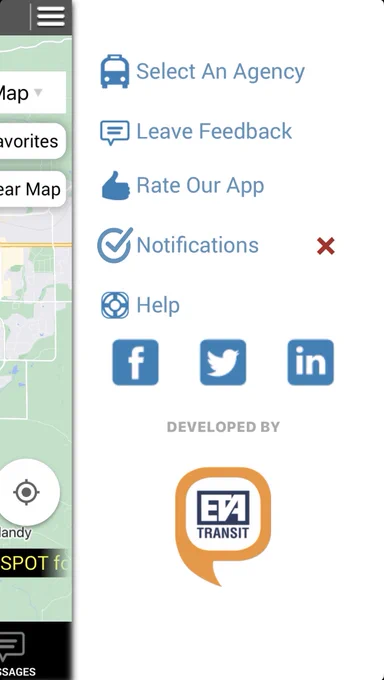 Sidebar menu of the SPOT app