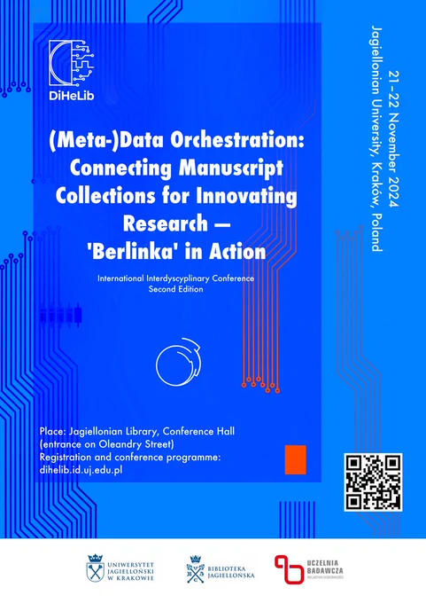 Konferenzplakat. Es beinhaltet den Titel, den Veranstaltungsort und das Datum. Außerdem einen QR-Code und Logos der Veranstalter. 