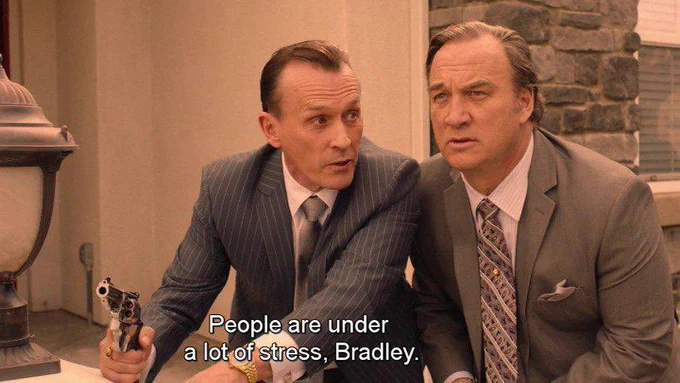 Rodney Mitchum telling his brother Bradley that people are under a lot of stress