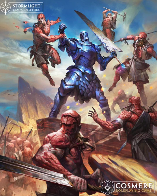 "Adolin at War" by Petar Penev

Adolin in his shardplate fighting off parshendi. He is seen holding his shardblade while punching a parshendi
