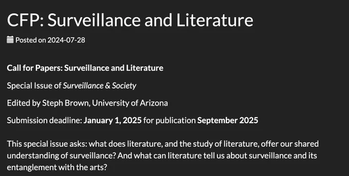 Screenshot of CFP for special issue.