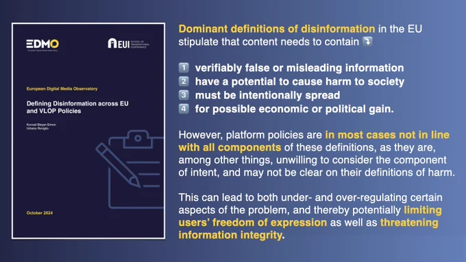 EDMO Report: Defining Disinformation across EU and VLOP Policies