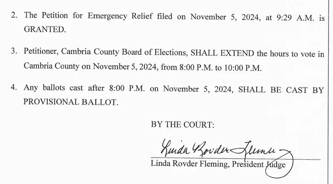 Screen grab of the court order