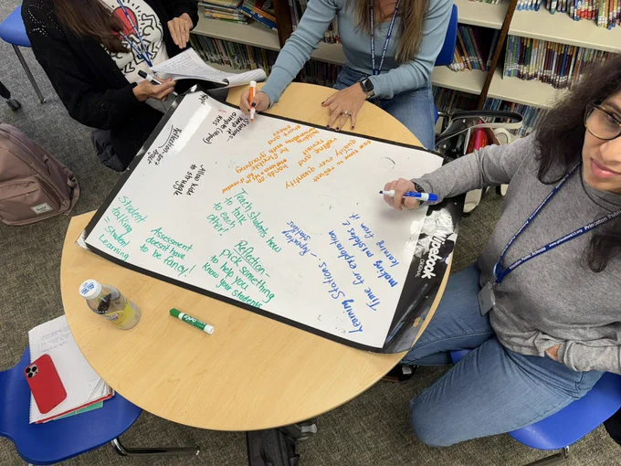 Teachers working on wipebooks