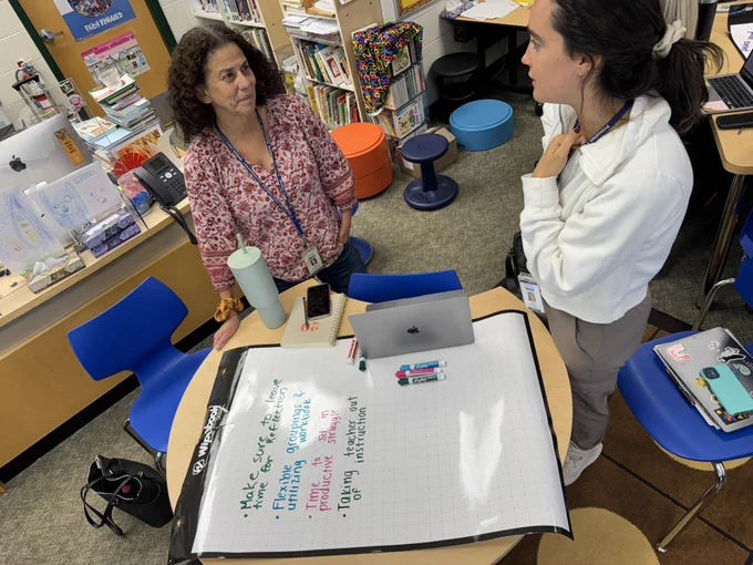 Teachers working on wipebooks