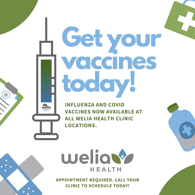 Influenza graphic with welia health logo