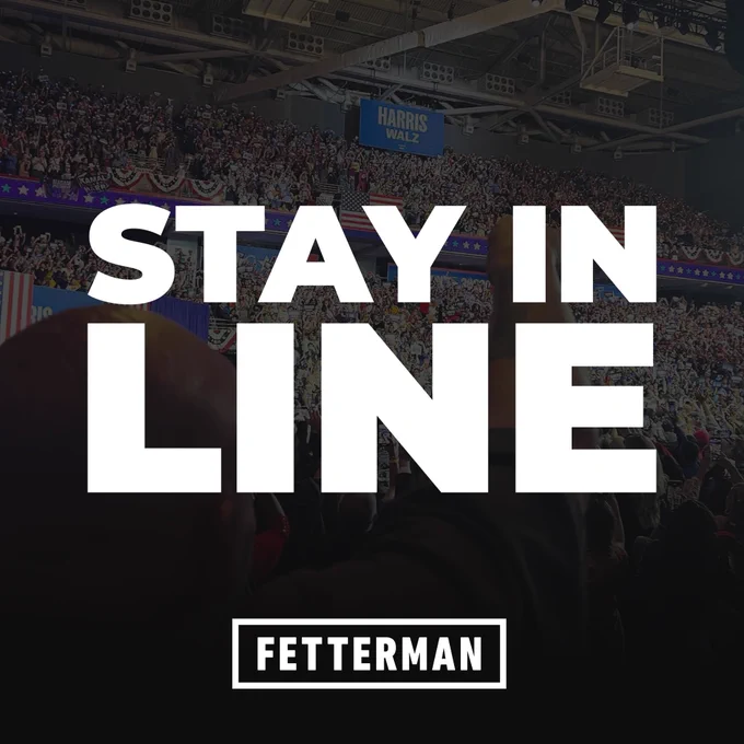 Graphic with the text:

STAY IN LINE