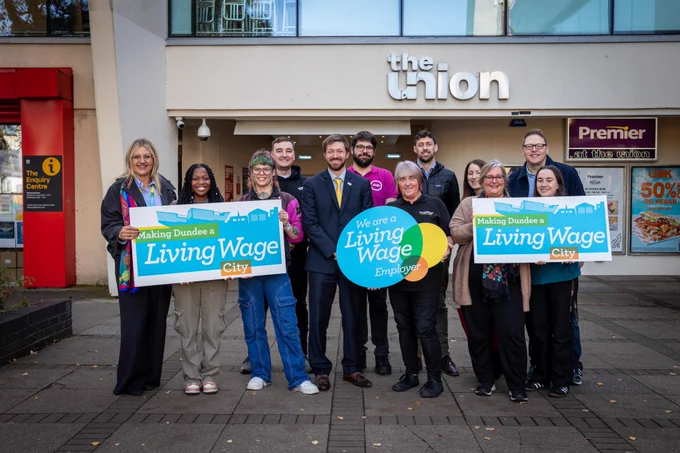 Pictured (L-R): Daga Awad, DCC; Talitha; Megan; Fraser; Cllr Steven Rome; Kerian; Jackie, Chris Gourley, Acting CEO; Claire; Tiziana Bigger, HR Coordinator; Peter Allan (Chair), DCC; Hannah