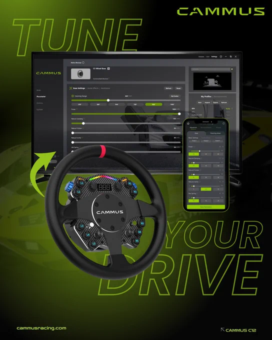 Your Race, Your Setup. CAMMUS puts you in control with precision settings to dial in the ultimate race experience. From customizable force feedback to responsive adjustments, the CAMMUS wheel gives sim racers the edge they need on every turn. Get ready to conquer the track with a wheel that’s built for precision, power, and peak performance. Take control, fine-tune your drive, and dominate your sim racing world.  #SimRacingRig #MotorsportGaming #SimRacingEquipment #SimSetup #cammusracing
#simracingwheel #racingwheelsettings